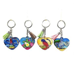 Porte-clés personnalisé en cuir de luxe avec pampille, souvenir de Tenerife, Espagne, avec clochette, porte-clés mignon - Product Image 1