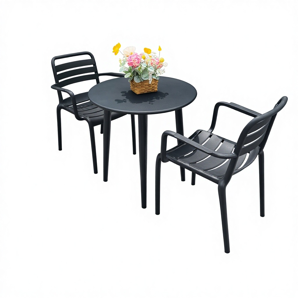 80cm column stand round coffee table+ 2 armchairs