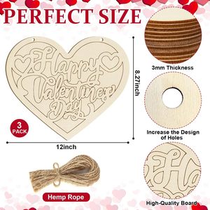 Insegne da Appendere alla Porta d'Ingresso in <span class=keywords><strong>Legno</strong></span> Ecologico di Grandi Dimensioni con Scritta 'Buon San Valentino' Superficie Liscia per Decorazioni Fai-da-Te - Product Image 2