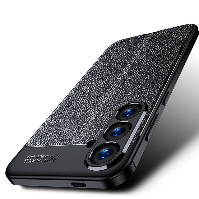 Litchi Pattern Soft TPU Leather Mobile Phone Back Cover Case for Samsung Galaxy S24 Ultra S23 S22 Plus S21 FE