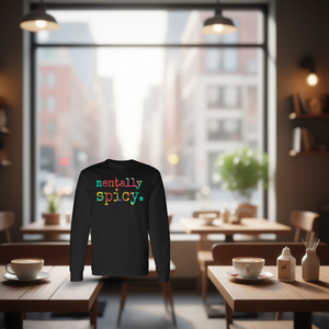 Camiseta de manga larga Mentally Spicy, color negro, unisex, talla mediana para adultos - Product Image 3