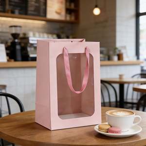 Bolsas de Papel Personalizadas con Asas y Ventanas Transparentes, Ideales para Empacar Flores Secas y Regalos Florales Frescos - Product Image 5