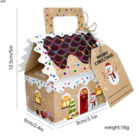 Cajas de Regalo Navideñas con Diseño de Casa de Jengibre, para Dulces y Galletas, Acabado Mate, Papel Kraft Reciclable, Empaque Festivo con Logotipo Personalizado