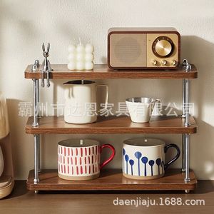 Vintage Style Storage Rack 3 Tier <b>Adjustable</b> Height Desktop Organizer For Kitchen Office Coffee Shop <b>Shelves</b> - Product Image 3