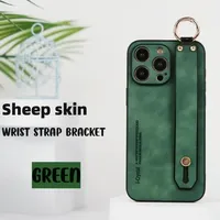 Étui de téléphone en cuir avec support invisible et bracelet pour iPhone 15 14 13 12 11 Pro Max Plus, coque de protection antichoc en TPU