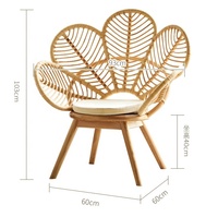 Designer Dernier Style Moderne Salon En Bois Fleur Dossier Rotin Tissage Chaise De Loisirs Fleur Rotin Vintage Meubles Chaise