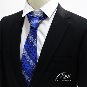 <span class=keywords><strong>Cravate</strong></span> bleue imprimée numérique pour hommes avec <span class=keywords><strong>maille</strong></span> tissée à rayures polyester séchage rapide pour mariage et diverses occasions - Product Image 5