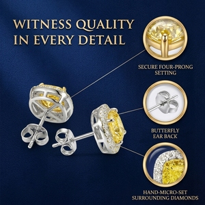 Pendientes de Diamantes Amarillos en Forma de Cubo, Ideales para Eventos Sociales y Fiestas, Pendientes de Diamantes Amarillos Personalizados - Product Image 4