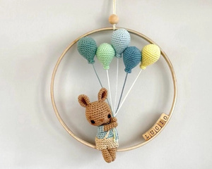 Décoration murale en crochet pour chambre d'enfant, <span class=keywords><strong>attrape</strong></span>-rêves en bois pour bébé, jouet en crochet lapin pour chambre d'enfant - Product Image 5