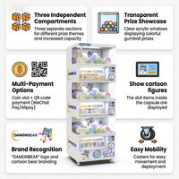 Machine à capsules Gachapon pour salles d'arcade et centres de jeux, avec paiement par carte commerciale et code QR, pour jouets Gachapon