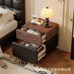 Solid wood bedside table, new 2026 style, <b>small</b> and narrow, simple storage <b>drawer</b> unit for bedroom use. - Product Image 2