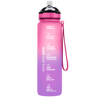 Bouteille d'eau en paille personnalisée 1L 32 oz sans BPA bouteille d'eau de sport en tritan avec marqueur de temps et de motivation