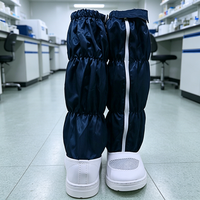 Bottes hautes personnalisables unisexe anti-statiques et anti-poussière en cuir PU et maille respirante pour usage en laboratoire alimentaire, bleues