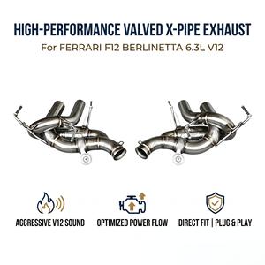 Kit de silencieux arrière à soupapes en acier inoxydable poli miroir Vortex avec sorties d'échappement pour Ferrari F12 Berlinetta 6.3L V12 2012-2017 Mod - Product Image 1