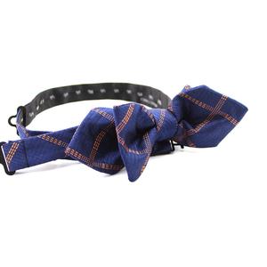 <span class=keywords><strong>Chanming</strong></span> banquete diamante puntiagudo Pretied ajustable 100% seda tejido azul oscuro naranja Plaid hombre deportes moda pajarita para hombres - Product Image 4