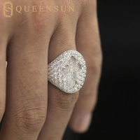 QUEENSUN Usine En Gros Hommes Hip Hop Croix Anneaux Nouveau Design GRA Moissanite D VS 10K 14K 18K Bijoux
