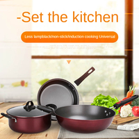Ensemble de cuisinier 3 pièces en gros Casseroles et poêles antiadhésives Revêtement en granit Casserole à soupe antiadhésive Batterie de cuisine