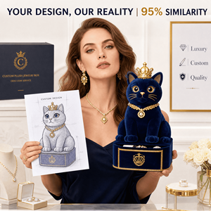 Scatola Portagioie da Tavolo a Forma di Gatto Reale, Ordine all'Ingrosso, Peluche Personalizzato con Logo, Design del Personaggio, OEM ODM, Peluche all'Ingrosso, Animale di Peluche - Product Image 1