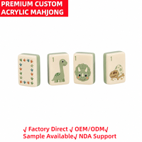 Jeu de Mahjong américain en acrylique grand format avec tuiles numérotées sur le thème des dinosaures gravées, pour 4 joueurs, idéal pour les fêtes