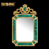 High End Villa Decor Pure Copper Classical Wall Mirror Living Room Background Gold Plated Brass Wall Mirror for Living Room