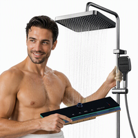 Conjunto de Ducha Digital de Pared con Pantalla Digital, Control de Teclas Tipo Piano, 4 Modos de Rociado y Luz Ambiental LED