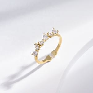 Anillo de plata de ley 925 con circonita simple, ajustable, chapado en oro de 18k, diseño de cruz, para mujer, precio de fábrica, anillos apilables baratos con lazo. - Product Image 4