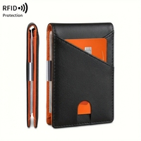 Dompet Lipat Minimalis Kulit Anti-RFID dengan Penjepit Uang untuk Pria