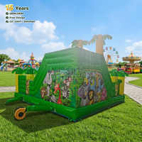 Structure gonflable commerciale certifiée CE en PVC de 0,55 mm, thème animaux de la jungle, avec toboggan, pour location professionnelle