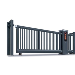 Porte coulissante suspendue en métal industrielle personnalisée sans roues, résistante au vent, haute sécurité pour usine et parc industriel - Product Image 4