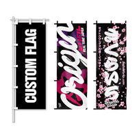 Drapeaux publicitaires japonais en tissu polyester pour l'extérieur avec poteaux noirs réglables