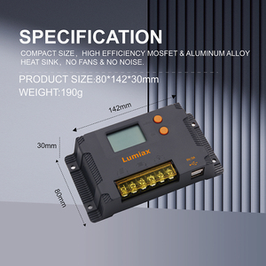 लुमिक्स 12v 24v सौर पैनल यूएसबी पीडब्ल्यूएम चार्ज नियंत्रक एलसीडी डिस्प्ले <span class=keywords><strong>10a</strong></span> 120w अधिकतम pv पावर ip32 सुरक्षा - Product Image 3