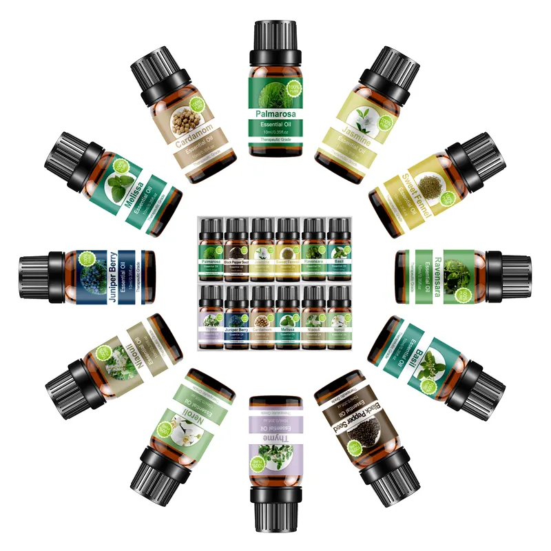 Juego de fragancias de aromaterapia orgánicas, aceite esencial de grado terapéutico Natural puro, 100%