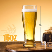 Verrerie à bière transparente personnalisée de 16oz pinte Pil-Sner coupe en verre transparent de style classique en forme de taille mince vente en gros