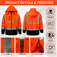 Chaqueta de Seguridad Impermeable de Alta Visibilidad, Chaqueta de Trabajo de Forro Polar Cálido y Resistente al Viento, Chaqueta de Construcción Reflectante de Alta Visibilidad para Hombre