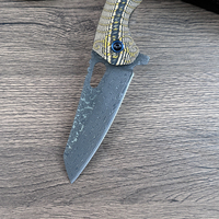 Couteau pliant en acier Damas 60 HRC, manche G10, outil EDC de poche pour le camping et la randonnée