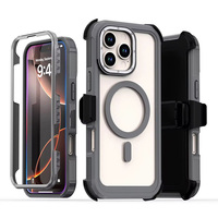 Protection intégrale 3-en-1 pour iPhone 18 Pro 17 Air 16 Plus 15 14 – Coque antichute avec anneau magnétique et clip ceinture