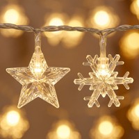 Batteriebetriebene 10 LED Warmweiße Stern-Schneeflocken-Lichterkette IP44 Wasserdicht für Innen/Garten Weihnachtsdekoration Einfach zu Montieren