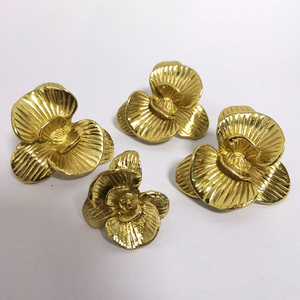 Factory Brass Orchid Cabinet <strong>Knobs</strong> Handles Furniture Decorative Hardware Kitchen Drawer Wardrobe <strong>Door</strong> Pulls - Product Image 1