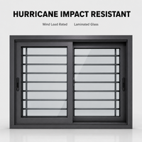 Jendela Geser Aluminium Tahan Benturan Anti Badai dengan Kaca Laminasi, Tahan Angin, dan Dilengkapi Palang Pengaman, Cocok untuk Rumah di Florida
