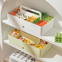 Organisateur de cosmétiques empilable en plastique de différentes couleurs avec tiroir et poignée pour le rangement du maquillage