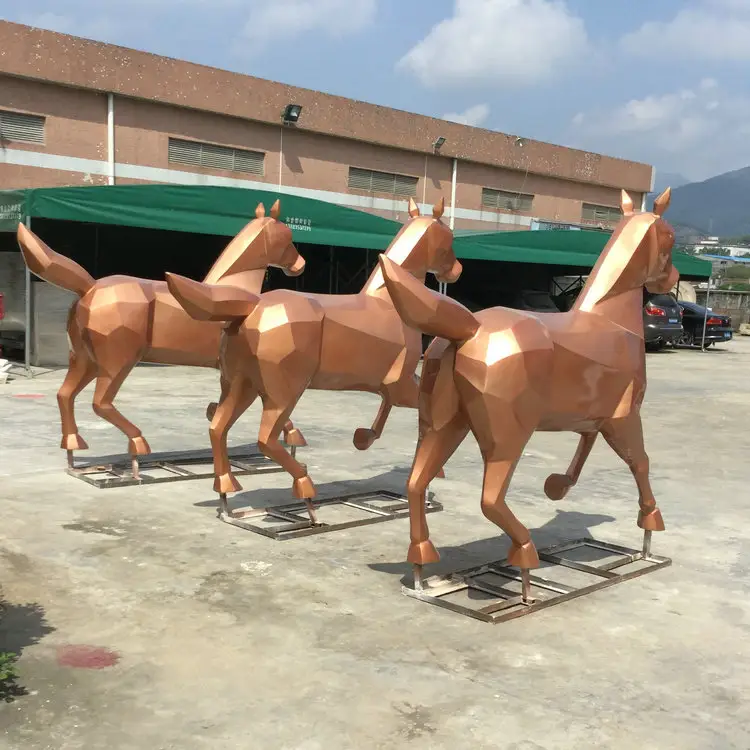 Modelo de estátua de cavalo com escultura de animal em fibra de vidro