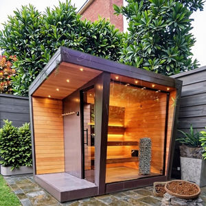 モダンな4人用電動スチームサウナスツールとコントロールパネル付き屋外健康用 - Product Image 1