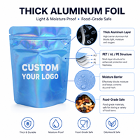 Sac holographique laser en plastique PE recyclé personnalisé, refermable, réutilisable, transparent, impression flexo, emballage alimentaire, thermoscellé
