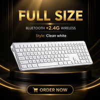 Clavier sans fil multi-appareils ergonomique transparent pleine taille rechargeable Bluetooth pour ordinateur