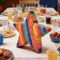 Bunte Einweg-Pentagramm-Piñata aus Papier für Kindergeburtstage, Partydekoration, Mehrspieler-Spielrequisiten, Neujahr, Halloween