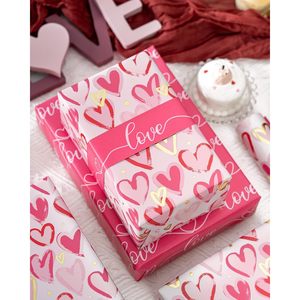 Pink Heart Wrapping <b>Paper</b> <b>Roll</b> 17in x 33ft Reversible Love Gift <b>Wrap</b> For Wedding Anniversary Craft - Product Image 5