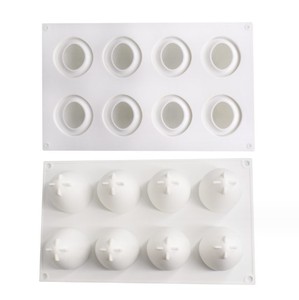 Cetakan kue Mousse silikon stroberi 8 lubang, untuk peralatan dapur roti DIY, alat memanggang kue kering - Product Image 5