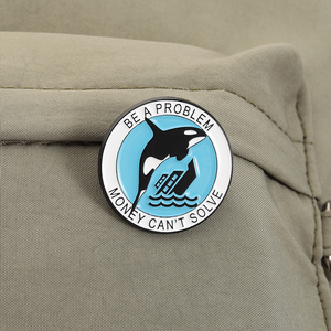 Broches en émail de baleine tueuse de dessin animé, design animal de la côte ensoleillée, broche de revers, vente en gros - Product Image 3