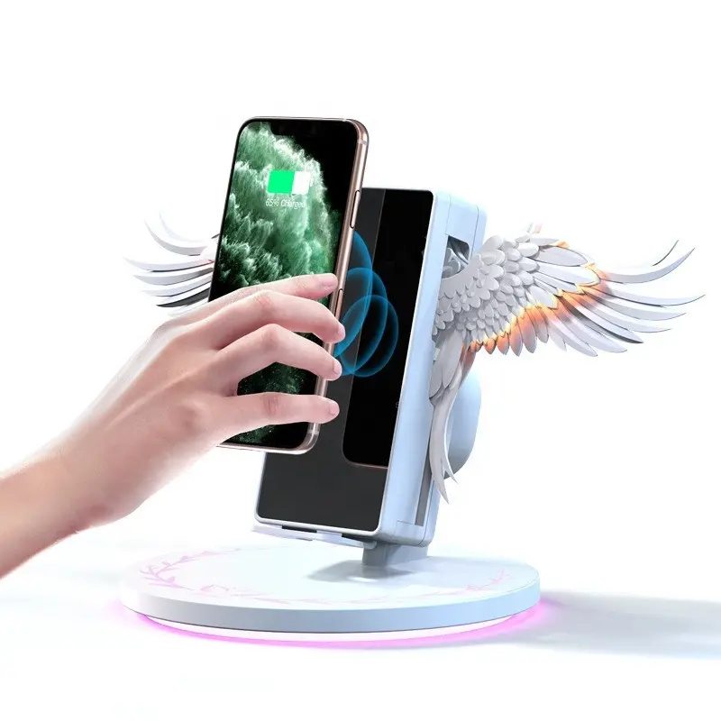 2024 produk baru 15W pengisian nirkabel cepat cermin rias pengisi daya nirkabel multifungsi untuk Samsung untuk Iphone