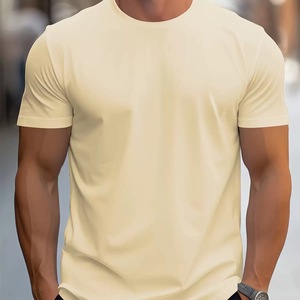 T-shirt da uomo in cotone 100% tinta unita abbigliamento Casual di alta qualità per l'estate 180 grammi di tessuto tinta unita vestiti alla rinfusa - Product Image 3